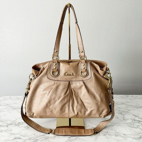 Coach Ashley Pearlized Leather Shoulder Bag with Gold-Tone Hardware - Picture 1 of 14
